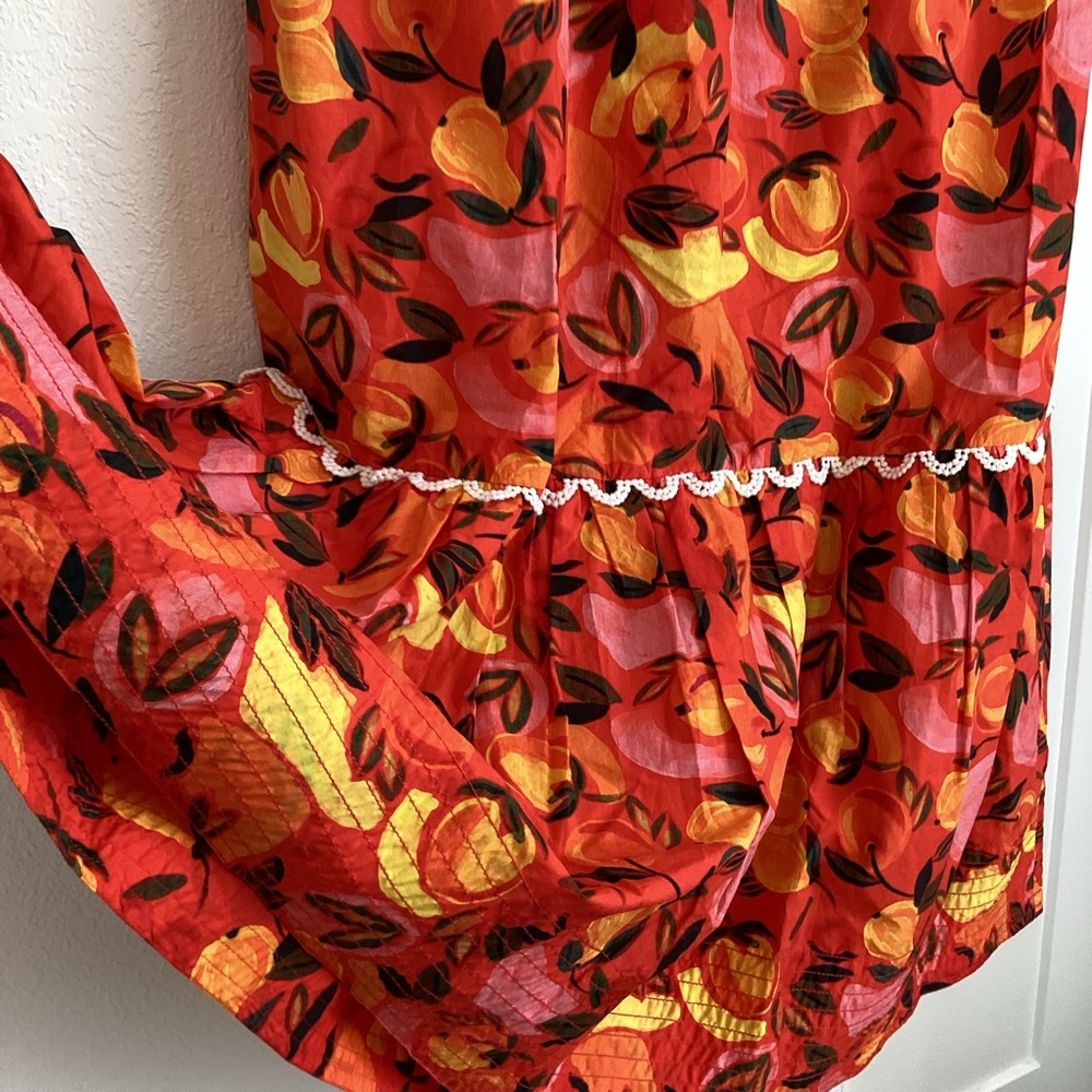 🍊FARM Rio Tiered Midi Skirt Flare Hem New XL Printed Orange Fruit Anthropologie - Picture 7 of 15